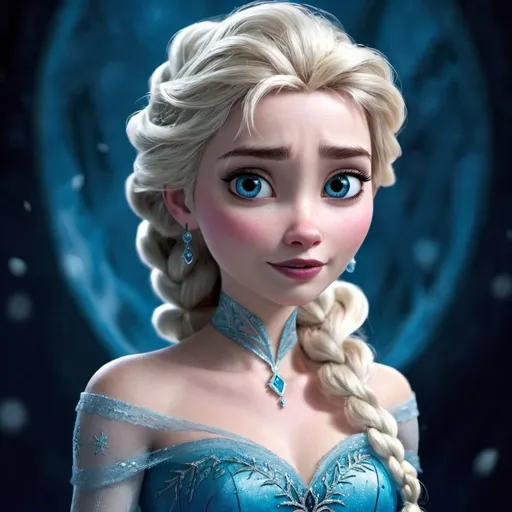 Prompt: Elsa from frozen if she was made by Tim Burton