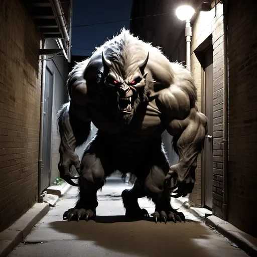 Prompt: beast lurking in alley