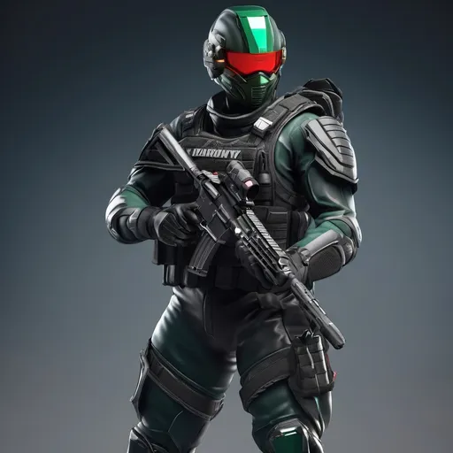 Prompt: A modern military male general in black military armor, with a pistol, Helmet and a balaclava, The name on the left shoulder is Izuku midoriya, Highly Detailed, Hyperrealistic, sharp focus, Professional, UHD, HDR, 8K, Render, electronic, dramatic, vivid, pressure, stress, nervous vibe, loud, tension, traumatic, dark, cataclysmic, violent, fighting, Epic, 


