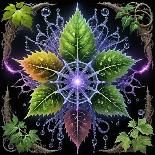 Prompt: Phi
Chiaroscuro 
Mercury
Minerals
Ice crystals
lightning
Liquid rainbow
Frost
Romanesco 
Black light fluorescent Tentacles
Vines Tendrils
Pearlescent Grapes
Prussian
Ochre
Electrical Storm
High gloss
Translucent plant cells
Morning dew drops
Sacred geometry 
Mandlebrot sets
Ivy
Electrochemical violent reactions