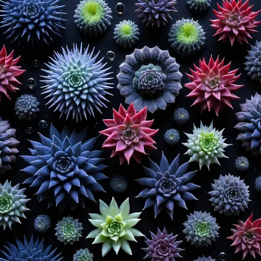 Prompt: Mercury botanicals
Chiaroscuro 
Ferrofluid
Prussian blue waves
Fluorescent streams
Milk and Honeydew
Cranberry blood
Morning dew drops
Translucent sedum
Sacred geometry 
Mandlebrot sets
Ivy
Electrochemical explosions