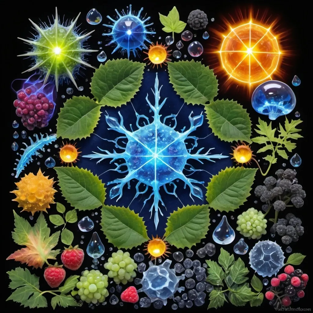 Prompt: Phi, Chiaroscuro, Mercury pool background, Minerals glowing, Ice crystals, high voltage lightning, Taxidermy, Organ, Frost, Iridescent, Romanesco, Black light, fluorescent electric rainbow, Tentacles, Prussian blue, Ochre, Electrical Storm, High gloss, Translucent fruit and berry cells, Sunshine dew drops, Sacred geometry, Ivy, violent chemical reactions