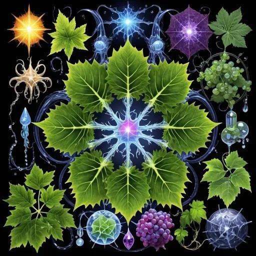 Prompt: Phi
Chiaroscuro 
Mercury
Minerals
Ice crystals
lightning
Liquid rainbow
Frost
Romanesco 
Black light fluorescent Tentacles
Vines Tendrils
Pearlescent Grapes
Prussian
Ochre
Electrical Storm
High gloss
Translucent plant cells
Morning dew drops
Sacred geometry 
Mandlebrot sets
Ivy
Electrochemical violent reactions