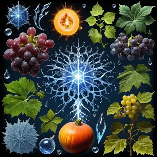 Prompt: Phi
Chiaroscuro 
Mercury
Minerals
Ice crystals
lightning
Liquid rainbow
Frost
Romanesco 
Tentacles
Vines
Tendrils
Pearlescent Grapes
Plasma
Prussian blue
Ochre
Electrical Storm
High gloss blood spatter
Translucent melons, squash or berries
Shrubbery
Morning dew drops
Sacred geometry 
Mandlebrot sets
Ivy
Electrochemical violent reactions