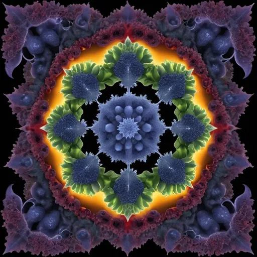 Prompt: Mercury background 
Chiaroscuro askew
Ferrofluid 
kaleidoscope crystals
Ultraviolet lightning explosions
Romanesco 
Vines
Tendrils
Squash
Prussian blue landscapes
Leafy greens
Electricity storm
Dark blood streams
Milk melons
Triangle ochre 
Ruby sunshine
Shrubbery and tendrils
Morning dew drops
Translucent sedum
Sacred geometry 
Mandlebrot sets
Ivy
Electrochemical explosions