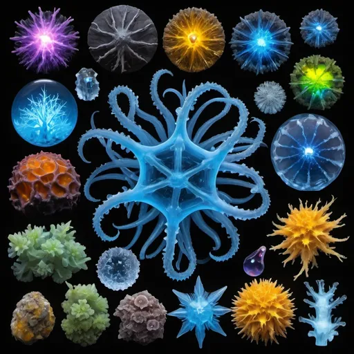 Prompt: Phi, Chiaroscuro, x-rays, Mercury pool background, Minerals glowing, Ice crystals, cilia, high voltage lightning, Taxidermy, Organ, Frost, Iridescent streams, Romanesco, Black light, fluorescent electric rainbow, Tentacles, Prussian blue, Ochre, Electrical Storm, High gloss, Translucent plant cells, Sunshine dew drops, Sacred geometry, violent chemical reactions