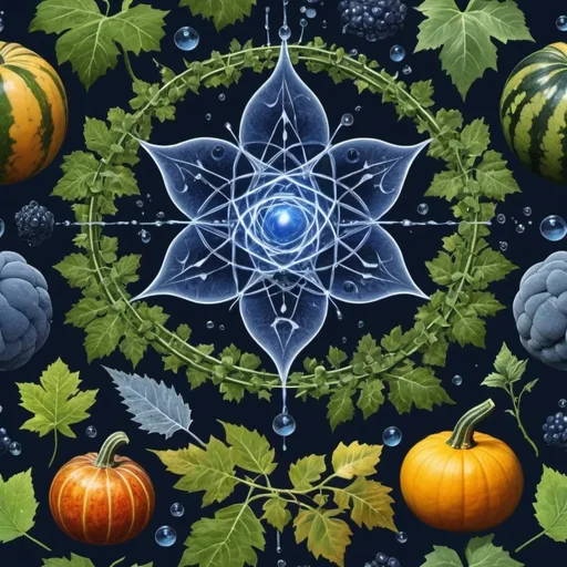 Prompt: Phi
Chiaroscuro 
Mercury
Minerals
crystals
lightning
Liquid rainbow
Frost
Romanesco 
Vines
Tendrils
Squash
Plasma
Prussian blue
Ochre
Electrical Storm
High gloss blood spatter
Translucent melons, squash or berries
Shrubbery
Morning dew drops
Sacred geometry 
Mandlebrot sets
Ivy
Electrochemical violent reactions