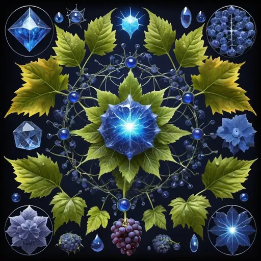 Prompt: Phi
Chiaroscuro 
Mercury
Minerals
crystals
lightning
Liquid rainbow
Frost
Romanesco 
Vines
Tendrils
Pearlescent Grapes
Plasma
Prussian blue
Ochre
Electrical Storm
High gloss blood spatter
Translucent melons, squash or berries
Shrubbery
Morning dew drops
Sacred geometry 
Mandlebrot sets
Ivy
Electrochemical violent reactions