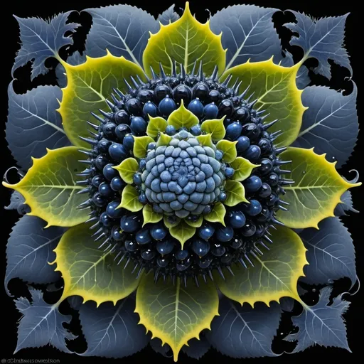 Prompt: Phi
Chiaroscuro 
Ferrofluid
Mercury
Minerals
crystals
lightning
Romanesco 
Vines
Tendrils
Squash
Prussian blue
Leafy greens
Electrical Storm
High gloss blood spatter
Translucent melons or berries
Deep ochre 
Shrubbery
Morning dew drops
Sacred geometry 
Mandlebrot sets
Ivy
Electrochemical violent reactions