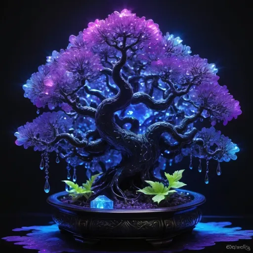 Prompt: Electrochemical dew drops
Botanical bonsai 
opal flashbangs
Black light Ultraviolet 
High voltage storm 
Ferrofluid Moonbeams
Fluorescent Mandelbrot
Star light sapphire nebula 
Plant tendril’s 
Lake ice 
Chiaroscuro 
Sacred geometry 
Translucent Grapevines