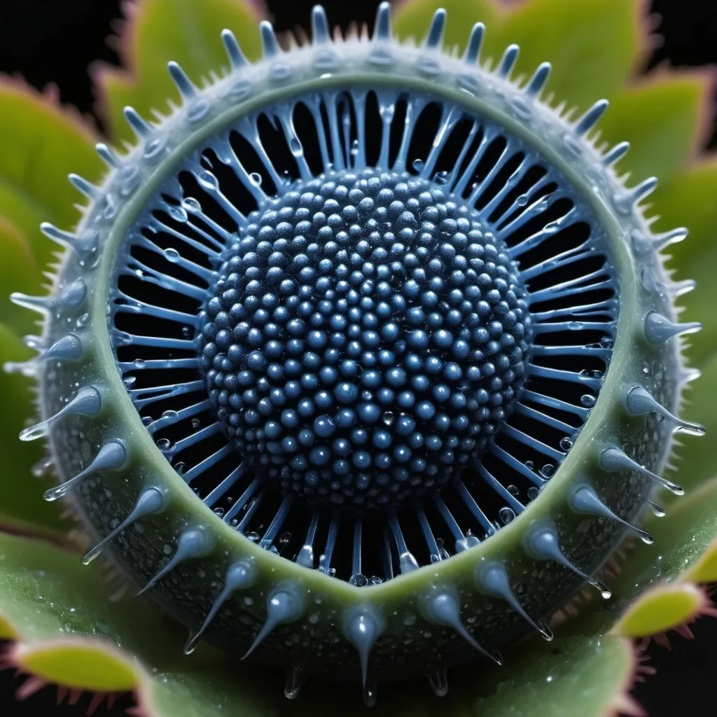 Prompt: Mercury droplets 
Chiaroscuro 
Ferrofluid
Prussian blue landscapes
Electricity storm
Fluorescent blood streams
Milk melons
Ruby sunshine
Shrubbery and tendrils
Morning dew drops
Translucent sedum
Sacred geometry 
Mandlebrot sets
Ivy
Electrochemical explosions