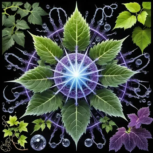 Prompt: Phi
Chiaroscuro 
Mercury
Minerals
Ice crystals
lightning
Liquid rainbow
Frost
Romanesco 
Black light fluorescent Tentacles
Vines Tendrils
Pearlescent Grapes
Prussian
Ochre
Electrical Storm
High gloss
Translucent plant cells
Morning dew drops
Sacred geometry 
Mandlebrot sets
Ivy
Electrochemical violent reactions