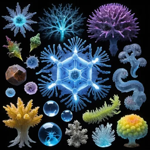 Prompt: Phi, Chiaroscuro, x-rays, Mercury pool background, Minerals glowing, Ice crystals, cilia, high voltage lightning, Taxidermy, Organ, Frost, Iridescent streams, Romanesco, Black light, fluorescent electric rainbow, Tentacles, Prussian blue, Ochre, Electrical Storm, High gloss, Translucent plant cells, Sunshine dew drops, Sacred geometry, violent chemical reactions