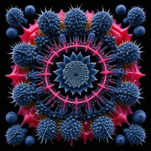 Prompt: Mercury droplets 
Chiaroscuro 
Ferrofluid kaleidoscope 
Prussian blue landscapes
Electricity storm
Fluorescent blood streams
Square Milk melons
Triangle 
Ruby sunshine
Shrubbery and tendrils
Morning dew drops
Translucent sedum
Sacred geometry 
Mandlebrot sets
Ivy
Electrochemical explosions