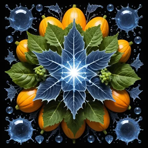 Prompt: Phi
Chiaroscuro 
Mercury
Minerals
crystals
lightning
Liquid rainbow
Frost
Romanesco 
Vines
Tendrils
Squash
Prussian blue
Leafy greens
Electrical Storm
Sugar or honey 
High gloss blood spatter
Translucent melons or berries
Deep ochre 
Shrubbery
Morning dew drops
Sacred geometry 
Mandlebrot sets
Ivy
Electrochemical violent reactions