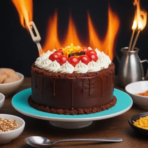 Prompt: make a good thumbnail for a youtube food facts channel called Culinary Curiosities with no people a logo a cake and a some good foods and put a  text on it that sys Culinary Curiosities and a fire emjoi and the text food facts in a good colour and nothing else