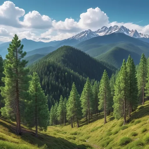 Prompt: Beautiful pine forest with mountains and it’s windy
