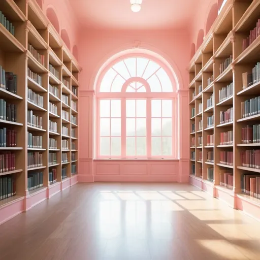 Prompt: library background, pastel colors, window, bright