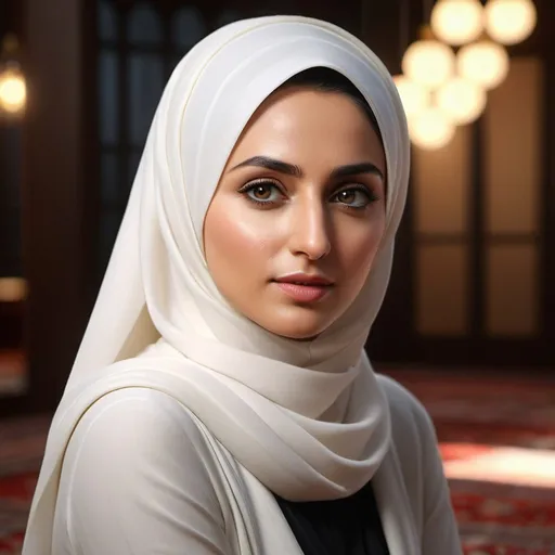 Prompt: Photorealistic beautiful nazanin boniadi in hijab kneeling, dark eyes, incredible composition, octane render, 8K resolution, photorealistic concept, volumetric lighting, cinematic aesthetic, symmetrical perfect eyes, hyper detailed, ultra real, 32k, photographic quality, hyper realistic, studio lighting, detailed skin, ultra realistic, bokeh, sharp features
