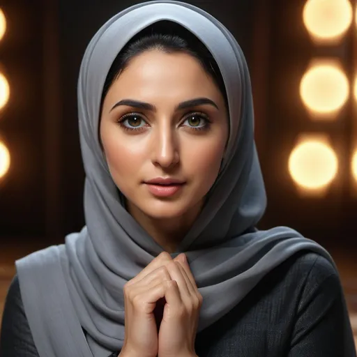 Prompt: Photorealistic beautiful nazanin boniadi in hijab kneeling, dark eyes, incredible composition, octane render, 8K resolution, photorealistic concept, volumetric lighting, cinematic aesthetic, symmetrical perfect eyes, hyper detailed, ultra real, 32k, photographic quality, hyper realistic, studio lighting, detailed skin, ultra realistic, bokeh, sharp features
