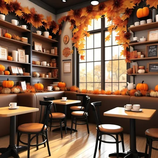 Prompt: Fall coffee shop background for reader