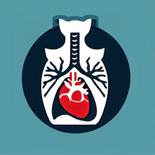 Prompt: A logo type image that features an open chest with lungs and heart showing.