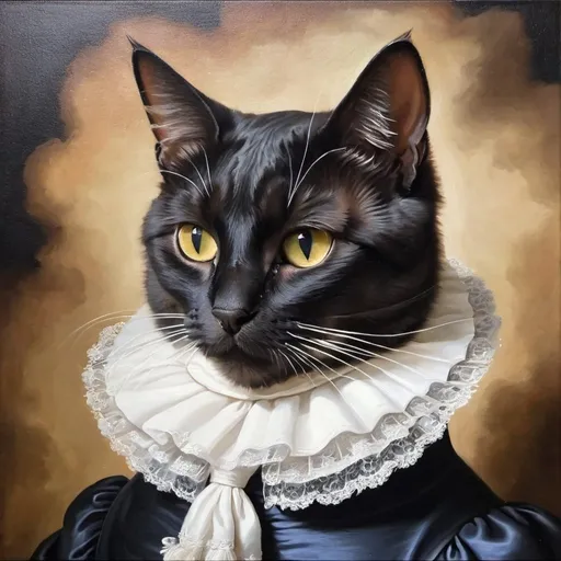 Prompt: A cat profile picture oil painting that looks a lot like English Baroque composer like Matthew Locke