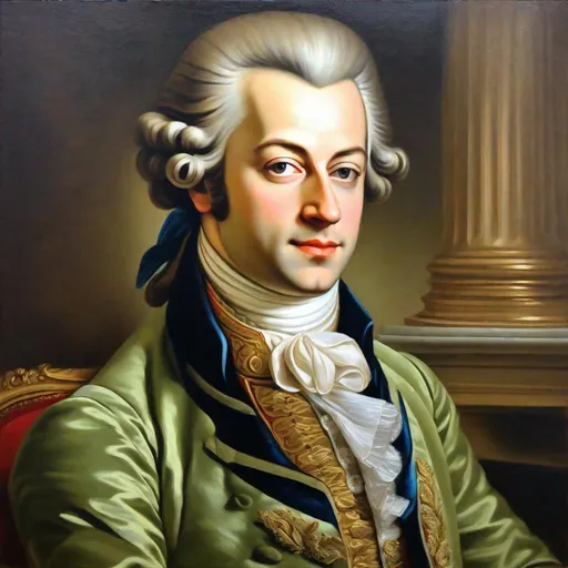 Prompt: Detailed Classical oil painting portrait of Mozart as The feeling of the music of Mozart