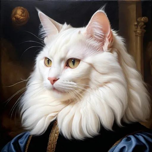 Prompt: A cat profile picture oil painting that looks extremely like Franco-Flemish Renaissance composer Johannes Ockeghem