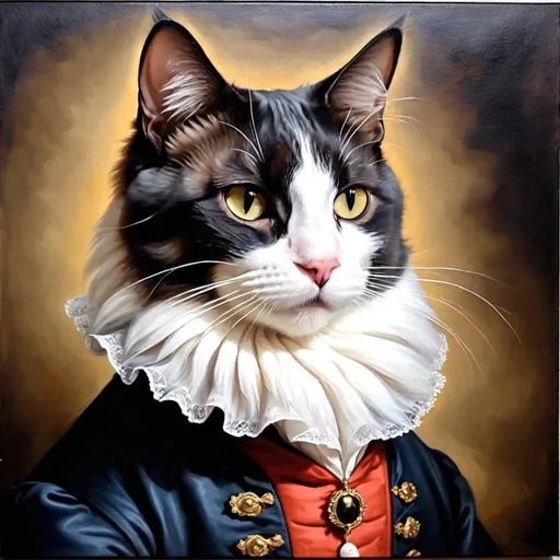 Prompt: A cat profile picture oil painting that looks a lot like English Baroque composer like Matthew Locke
