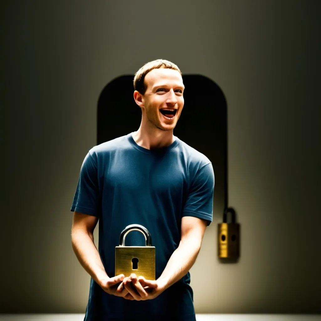 Prompt: A person holding a large padlock in their hands instead of a phone. Strong focus on the padlock, with dramatic lighting highlighting its size and significance. The background is minimalistic, with soft shadows creating a sense of tension. The overall tone is neutral, with the person dressed casually, keeping the attention on the large lock in their hands