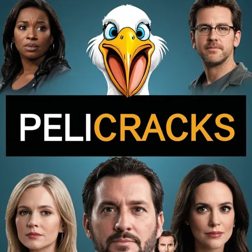 Prompt: make a promotional image of a page called "Pelicracks". The image contains movie characters and TV shows characters. The name "Pelicracks" is in the middle of the image, surrounded by the other movie stuff. "Pelicracks" is correctly spelled.