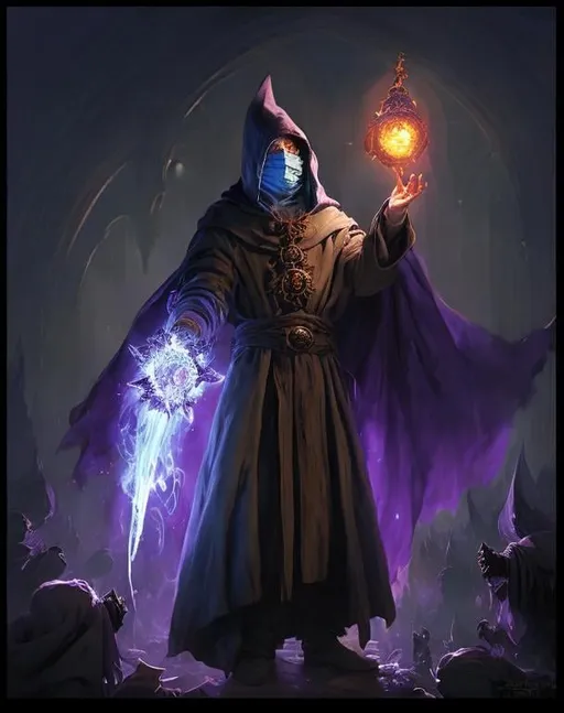 Prompt: A plague sunflower doctor with a blue wizard robes as a d & d character, blue robe, magical, blue higlights, hip hop concept aesthetic, purple evil aura, concept sheet, painting by gaston bussiere, dramatic lighting, purple lighting, evil sunflowers, toxic, poison, doctor