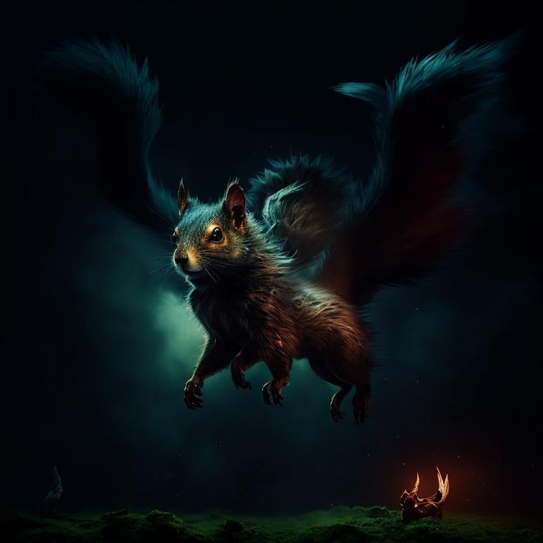 Prompt: dark nightmare beast, smoke body, strange, squirrel red and ears, white mane in his neck, levitating in the air, scary green eyes, 4K resolution, artstation, highly detailed, artgerm, by wlop, volumetric lighting, octane render, trending on artstation, masterpiece, fantastic, powerful, scary, intimidating, cinematic, dark fantasy, artstation, highly detailed, artgerm, by wlop, volumetric lighting, octane render, trending on artstation, masterpiece, fantastic, powerful, scary, intimidating, terrifying