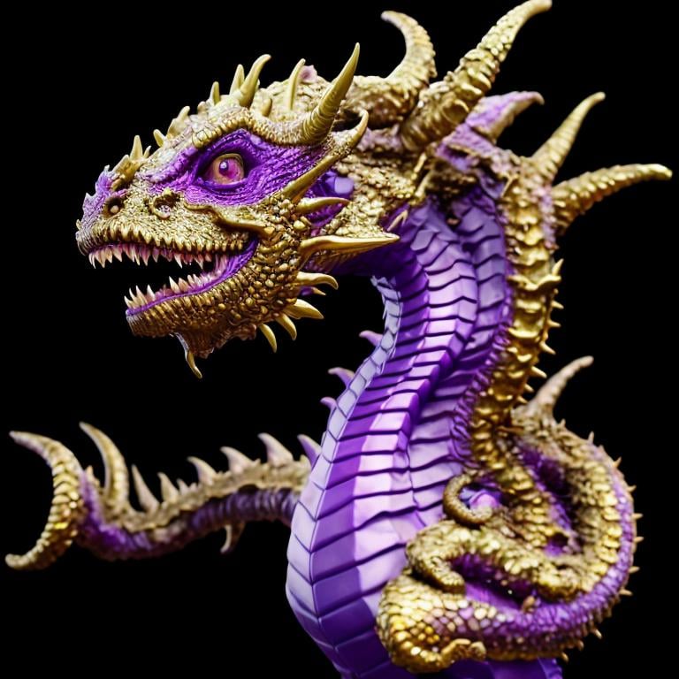 toxic purple dragon sea beast with poison and golden...