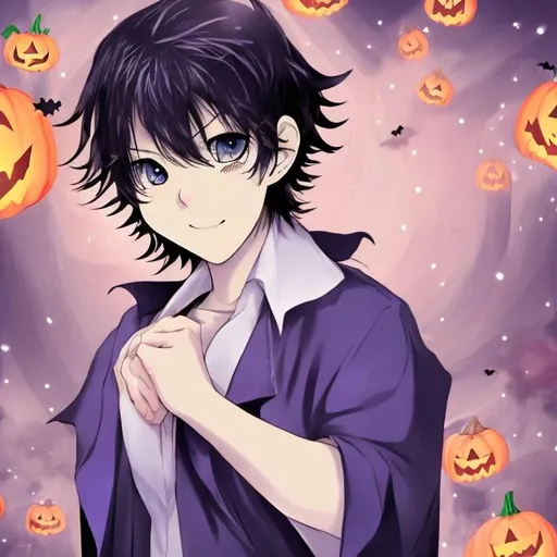Prompt: Anime boy Halloween 