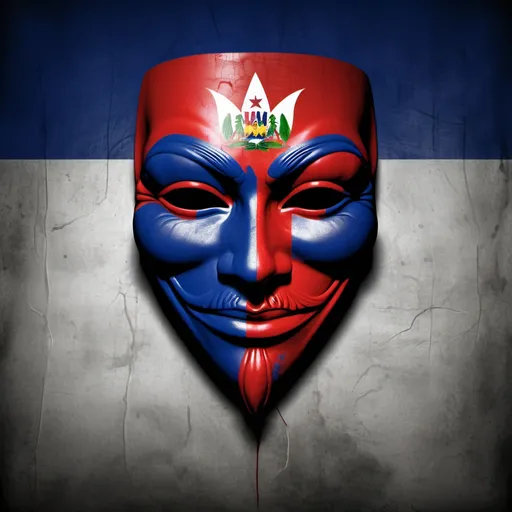 Prompt: A Haitian flag, anonymous, hacker, logo