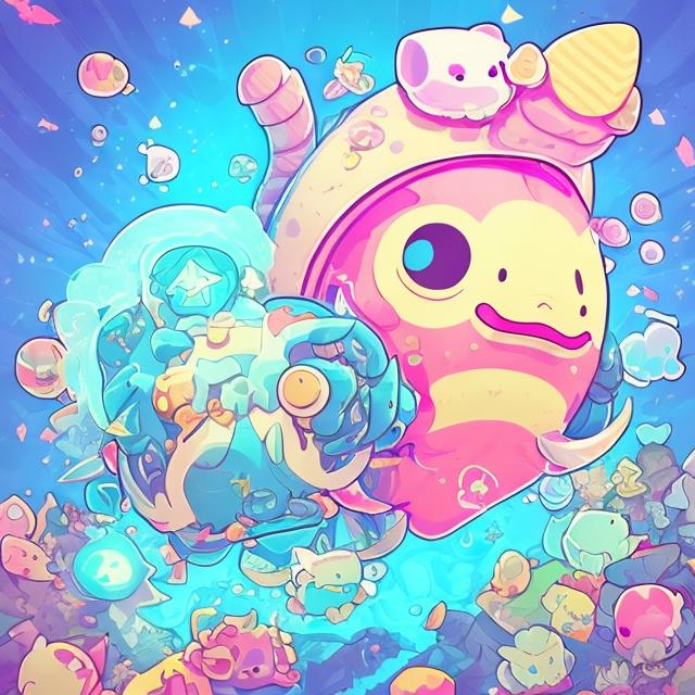 Prompt: Create copyright free axie infinity art.
