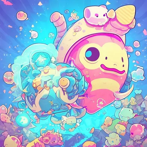 Prompt: Create copyright free axie infinity art.
