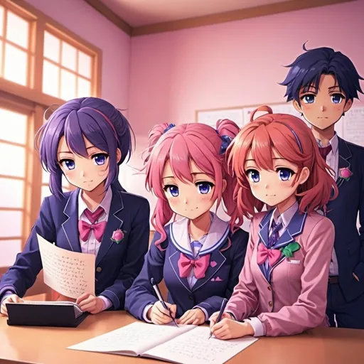 Prompt: Doki Doki Literature Club characters write poetry.