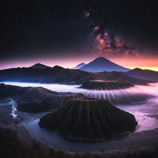 Prompt: wonderful Bromo midnight sunrise