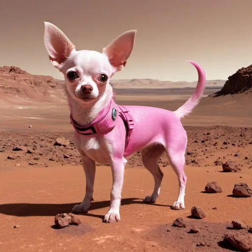 Prompt: Pink chihuahua on Mars