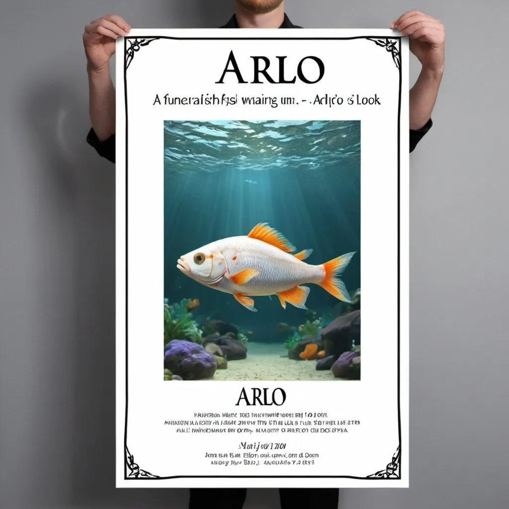 Prompt: A funeral poster for a fish named “Arlo”
Make it look realistic