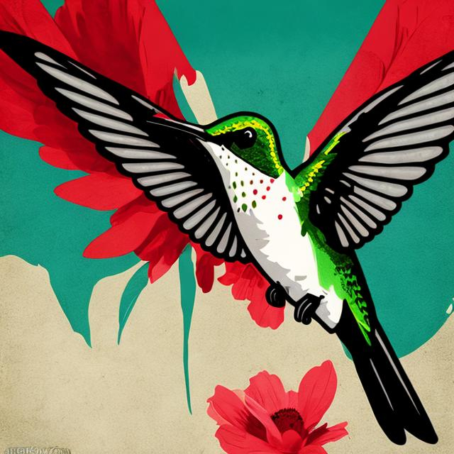 Prompt: Hummingbird the style of Shepard Fairey digital art
