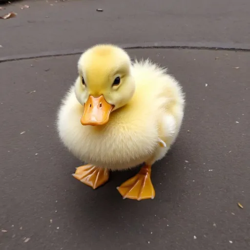 Prompt: 360 view of a very cute little fluffy duck thats body looks like a ball and has small legs


