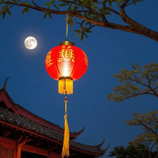 Prompt: vesak lantern with moon