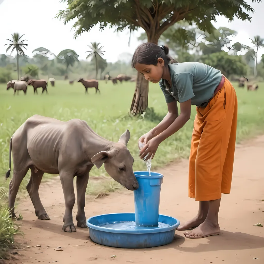 Prompt: Provide a balanced diet suitable for the animal's species, age, and health conditions. Ensure access to fresh water at all times.