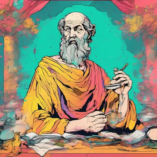 Prompt: make an artwork of the famous greek philosopher plato