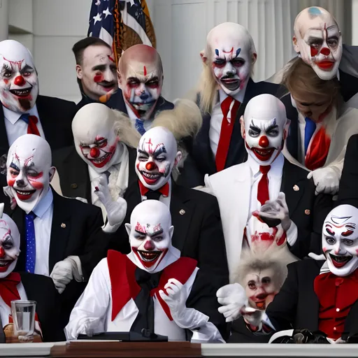 Prompt: Congress White House evil clowns 