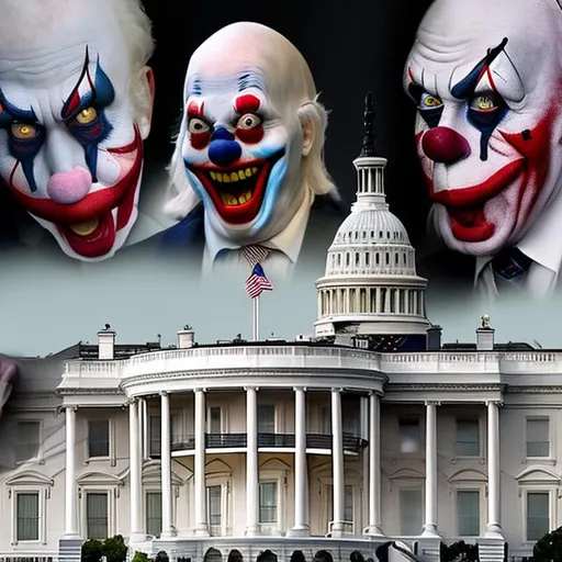 Prompt: Congress White House evil clowns 